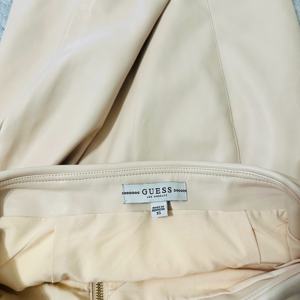 Guess Cream Leather Skirt